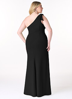 Azazie Rinna Bridesmaid Dresses Black Mermaid One Shoulder Stretch Crepe Dress image2