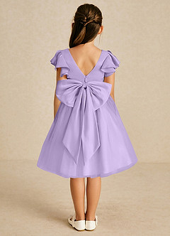 Azazie Kaeya Robe Demoiselle D'honneur Fillette Robe Trapèze en Tulle Arc Lilas image1