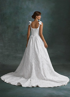 Azazie Rosalinda Wedding Dresses Diamond White Ball-Gown with Pockets Floral Burnout Dress image2
