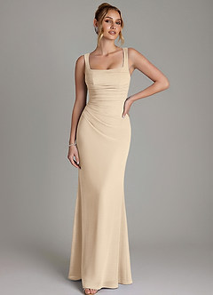 Azazie Agustina Bridesmaid Dresses Champagne Mermaid Corset Chiffon Dress image1