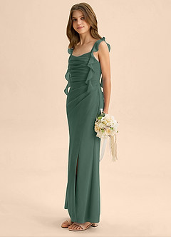 Azazie Jessamine Junior Sea Moss Mermaid Sweetheart Neckline Chiffon Dress image5