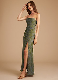 Azazie Leonis Vestidos de damas de honor Vestido de Flor De Olivo de Florecer de Corte Sirena Convertible con Sin tirantes image7