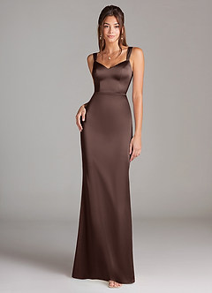 Azazie Denice Abiti da Damigella Abito Tubino in Raso Elasticizzato Plissettato Ganache image6