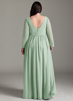 Azazie Teton Maternity Bridesmaid Dresses A-Line Long Sleeve Chiffon Floor-Length Dress image8
