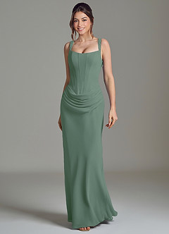 Azazie Niamh Bridesmaid Dresses Eucalyptus Mermaid Corset Chiffon Dress image4