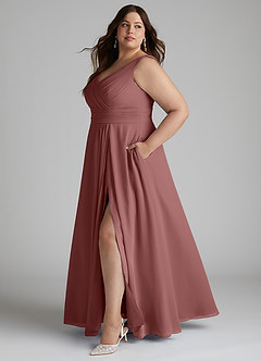 Azazie Karina Bridesmaid Dresses Amethyst A-Line Pleated Chiffon Dress image7