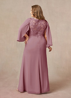 Azazie Perry Mother of the Bride Dresses Vintage Mauve Mermaid V-Neck Lace Chiffon Dress image8