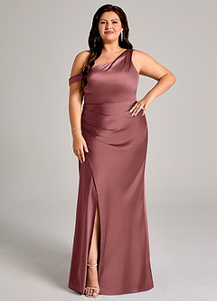 Azazie Madelyn Bridesmaid Dresses Amethyst Mermaid One Shoulder Stretch Satin Convertible Dress image10