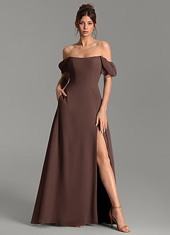 Azazie Jaden Bridesmaid Dresses Ganache A-Line with Pockets Chiffon Dress image5