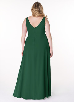 Azazie Kori Brautjungfernkleider A-Linie Plissee Chiffon Kleid Dunkelgrün image7
