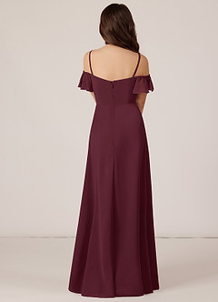 Azazie Juna Junior Cabernet A-Line Off the Shoulder Chiffon Dress image2