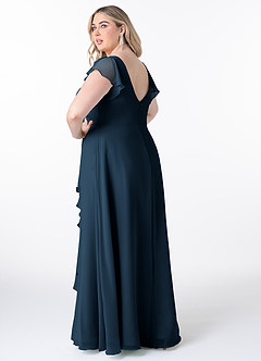 Azazie Omari Brautjungfernkleider A-Linie Chiffon Kleid Dunkelmarine image8