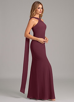 Azazie Kinsley Bridesmaid Dresses Cabernet Mermaid Pleated Chiffon Dress image6