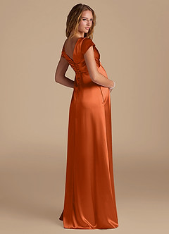 Azazie Allessia Maternity Bridesmaid Dresses A-Line Metallic Satin Floor-Length Dress image2