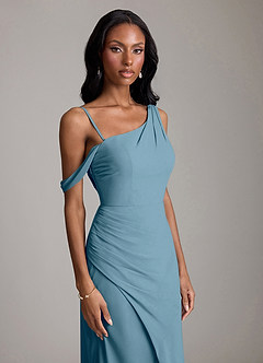 Azazie Madelyn Bridesmaid Dresses Bermuda Mermaid One Shoulder Chiffon Convertible Dress image2