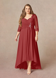 Azazie Devereaux Mother of the Bride Dresses Rust A-Line Lace Chiffon Dress image6