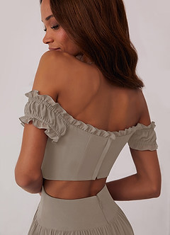 Barbie ♥ Azazie Bridesmaid Dresses Taupe A-Line Off the Shoulder Chiffon Convertible Dress image6
