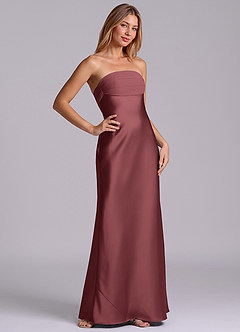 Azazie Ailanie Brudtärnklänningar Klä av Tubklänning i Stretch Satin Axelbandslös Merlot image5