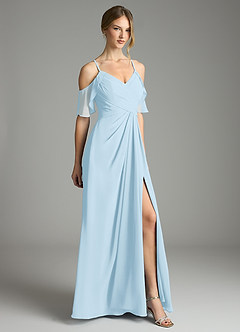 Azazie Dakota Bridesmaid Dresses Sky Blue A-Line V-Neck Pleated Chiffon Dress image5