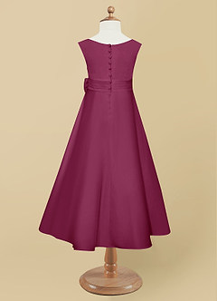 Azazie Lindy Flower Girl Dresses Mulberry A-Line Pleated Matte Satin Dress image11