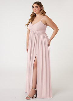 Azazie Alia Bridesmaid Dresses Blushing Pink A-Line Pleated Chiffon Dress image8