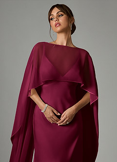 Azazie Stefania Robes de demoiselle d'honneur Robe Trapèze en Satin extensible Bourgogne image5