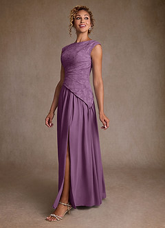 Azazie Kalleen vestidos de madre de la novia Vestido de Glicinia de Gasa de Corte en A con Plisado image4