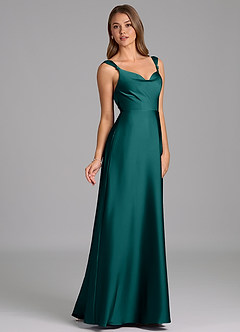 Azazie Beatrice Bridesmaid Dresses Peacock A-Line Sweetheart Neckline Stretch Satin Dress image5
