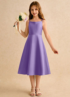 Azazie Jaella Girls Formal Flower Girl Dresses Tahiti A-Line Pleated Matte Satin Dress image4