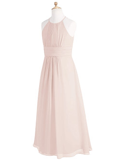 Azazie Bonnie Junior Rose Petal A-Line Pleated Chiffon Dress image7