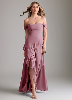 Azazie Sloane Bridesmaid Dresses Vintage Mauve A-Line Sweetheart Neckline Chiffon Dress image5