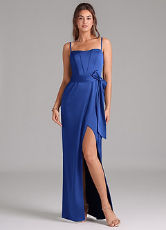 Azazie Jamie Bridesmaid Dresses Royal Blue A-Line Strapless Stretch Satin Convertible Dress image8