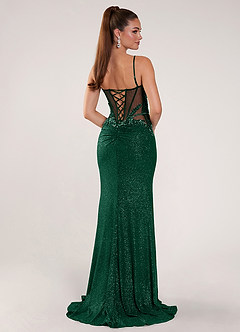 Christinmar Vert Foncé Robe de bal en satin stretch ornée de strass image2