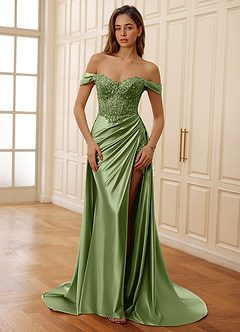 Rowane Olive Corset Rhinestone Sheer Lace Prom Dress image8