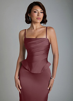 Azazie Harlow Bridesmaid Dresses Sangria Sheath Corset Stretch Satin Dress image3