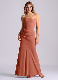 Azazie Debby Final Sale Clay Mermaid Strapless Chiffon Dress image1