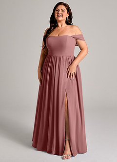 Azazie Calianna Bridesmaid Dresses Desert Rose A-Line Off the Shoulder Chiffon Convertible Dress image12