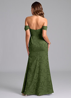 Azazie Saige Bridesmaid Dresses Olive A-Line Off the Shoulder Floral Burnout Convertible Dress image6
