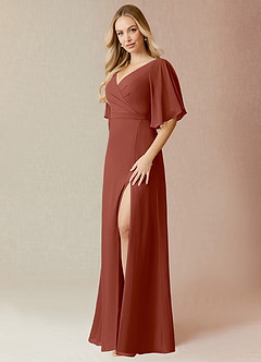 Azazie Cierra Bridesmaid Dresses Auburn A-Line V-Neck Chiffon Dress image3