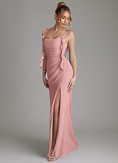 Azazie Jessamine Bridesmaid Dresses Dusty Rose Mermaid Corset Chiffon Dress image6