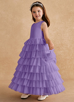 Azazie Twinkle Toes Abiti da Ragazza di Fiori Abito A-Line in Tulle Fiocco Tahiti image4