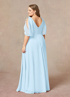Azazie Bronwyn Mother of the Bride Dresses Sky Blue A-Line V-Neck Ruched Chiffon Dress image9