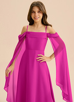 Azazie Moana Junior Linia A Pofałdowany Szyfon Długość podłogi Młodsza druhna Sukienka image7