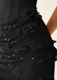 Otannia Black Bodycon 3D Flower Mini Dress image2