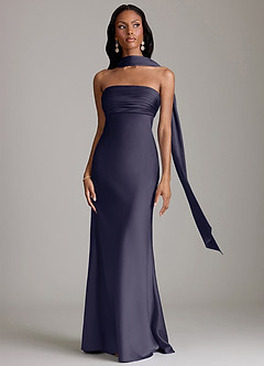 Azazie Saylor Vestidos de damas de honor Vestido de Tormenta de Satén Elástico de Corte Sirena con Sin tirantes image9