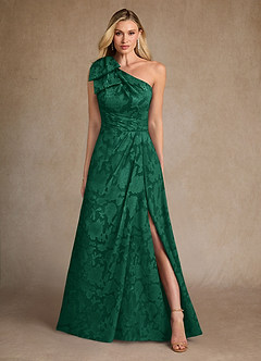 Azazie Easton Vestidos para mãe da noiva Vestido Esmeralda de Esgotamento Floral de Vestido de baile com Um ombro image1