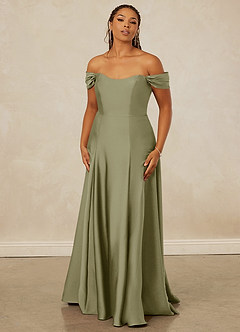 Christian Siriano Bridal for Azazie 1002 Bridesmaid Dresses Pistachio A-Line Off the Shoulder Stretch Satin Convertible Dress image8