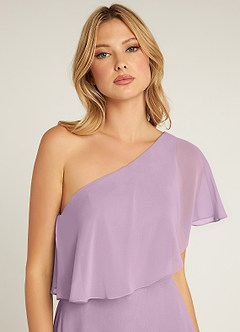 Azazie Lizzy Bridesmaid Dresses Wisteria A-Line One Shoulder Chiffon Dress image7