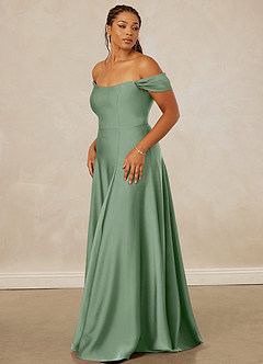 Christian Siriano Bridal for Azazie 1002 Bridesmaid Dresses Matcha A-Line Off the Shoulder Stretch Satin Convertible Dress image12