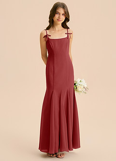 Azazie Evey Junior Abito Sirena in Chiffon Plissettato Ruggine image4